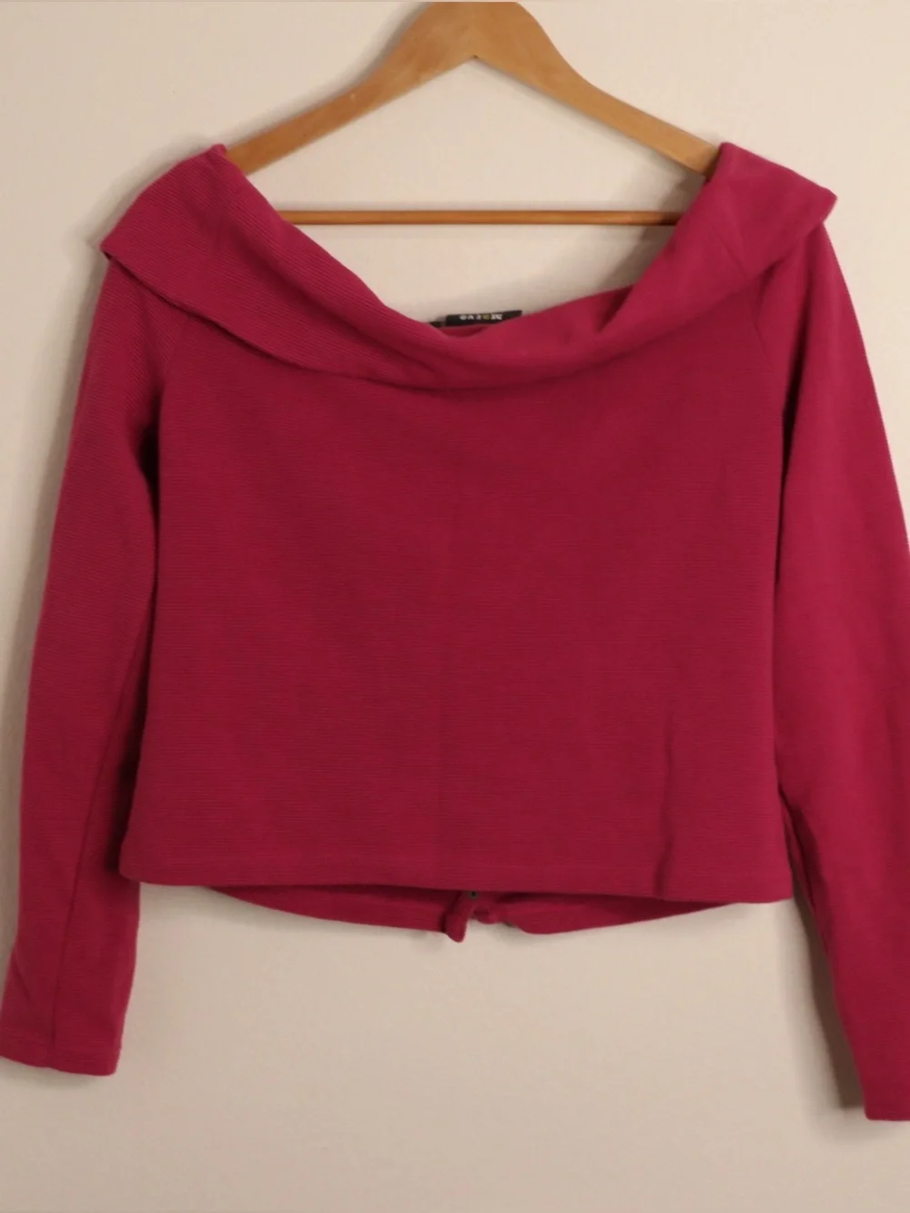 Maeve Anthropologie Magenta Off Shoulder Snap Front Top L